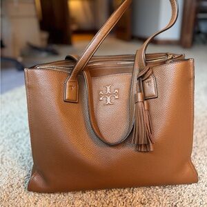 Tory Burch Brown Leather Tote with Tassel